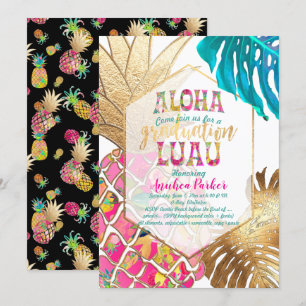 PixDezines Aloha Pineappels/Roze/Afstuderen Luau Kaart