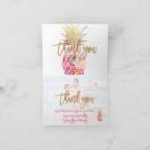 PixDezines Aloha Pineappels/Roze/Dank u Bedankkaart (Binnen)