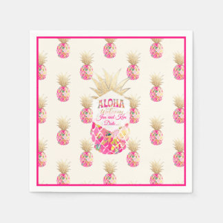 PixDezines Aloha Pineappels/Roze/DIY achtergrond Servet
