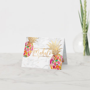 PixDezines Aloha Pineappels/Roze/Mahalo Bedankkaart