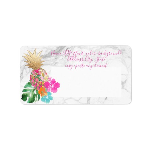 PixDezines Aloha Pineapple+Faux Gold Etiket (Voorkant)