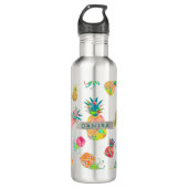 PixDezines Aloha Pineapple+Floral Waterverf Waterfles (Voorkant)