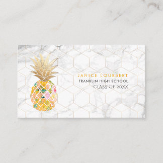 PixDezines ALOHA PINEAPPLE/GOLDEN ROD/FAUX GOLD Contactkaartje