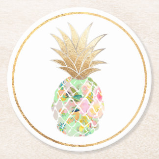 PixDezines Aloha Pineapples/DIY background Ronde Kartonnen Onderzetter