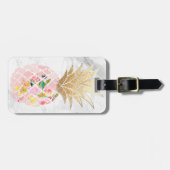 PixDezines Aloha Pineapples+White Marble Bagagelabel (Voorkant horizontaal)