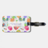 PixDezines Aloha Pineapples+White Marble Bagagelabel (Achterkant horizontaal)