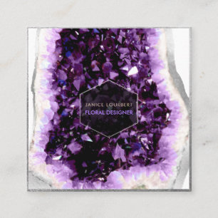 PixDezines Amethyst Quartz/Jewelry Designer Vierkante Visitekaartje