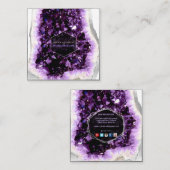 PixDezines Amethyst Quartz/Jewelry Designer Vierkante Visitekaartje (Voorkant / Achterkant)