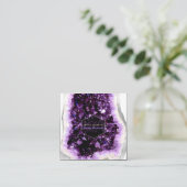 PixDezines Amethyst Quartz/Jewelry Designer Vierkante Visitekaartje (Staand voorkant)