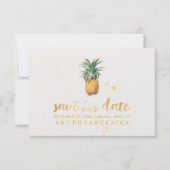 PixDezines  Ananas/Faux Gold BrushScript Save The Date (Voorkant)