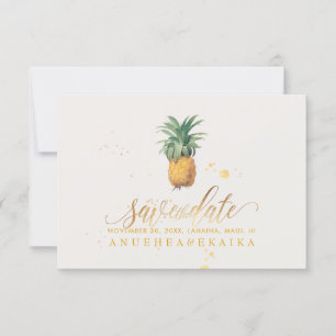 PixDezines ananas/Faux Gold Script Save The Date