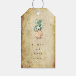PixDezines  ananas/faux perkament Cadeaulabel