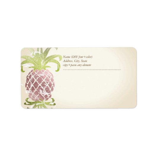 PixDezines ananas/Faux Roos Gold Etiket (Voorkant)