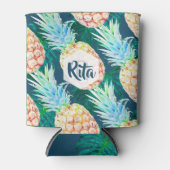 PixDezines Ananas+Monstera Waterverf Blikjeskoeler (Voorkant)