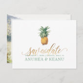 PixDezines  Ananas/Save the Date Aankondigingskaart (Voorkant / Achterkant)