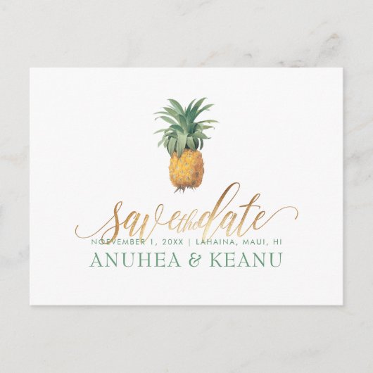 PixDezines  Ananas/Save the Date Aankondigingskaart (Voorkant)