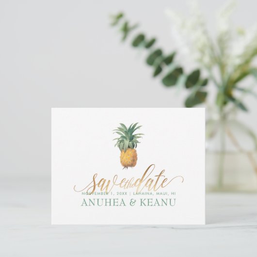 PixDezines Ananas/Save the Date Aankondigingskaart (Staand voorkant)