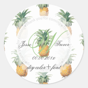 PixDezines Ananassen/Dank je Ronde Sticker