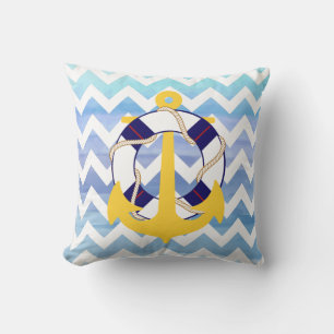 PixDezines anker/scheepvaart/chevron/waterverf Kussen