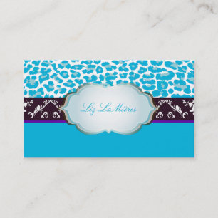 PixDezines aqua blauwe cheetah/DIY achtergrondkleu Visitekaartje