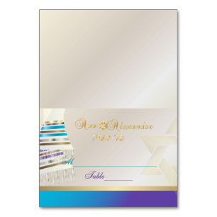 ✡ PixDezines Aqua/Paars Tallit B'nai Mitzvah Kaart