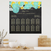 PixDezines Aqua/Yellow/Lantern/Seating Chart Poster (Keuken)