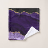 PixDezines Aquarelle Agate Purple Gold Veines (Gant de toilette)