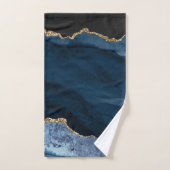 PixDezines Aquarelle Bleu Agate Or Veines (Serviette à main)