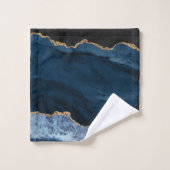 PixDezines Aquarelle Bleu Agate Or Veines (Gant de toilette)