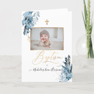 PixDezines Aquarelle Dusty Blue Baptism Programme