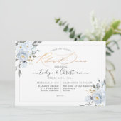 PixDezines Aquarelle Dusty Blue Roses Invitation (Debout devant)