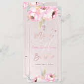 PixDezines Aquarelle Peonies Baptême Menu Français (Devant / Derrière)