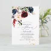 PixDezines Automne Blush Navy H2 Fleurs Invitation (Debout devant)