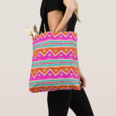 PixDezines Aztec Pattern/Hot Pink/Sinaasappel Draagtas (Dichtbij)