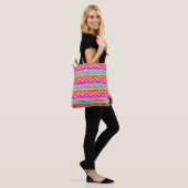 PixDezines Aztec Pattern/Hot Pink/Sinaasappel Draagtas (Op model)