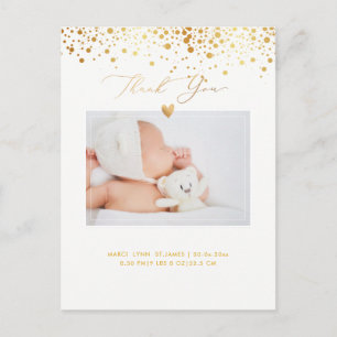 PixDezines Baby shower Bedankt/Faux Gold Confett Briefkaart