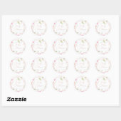 PixDezines Baby shower, Bloemen Waterverf, Blozen Ronde Sticker (Vel)