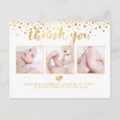 PixDezines Baby shower Dank u / Dazzled Faux Gold Aankondigingskaart (Voorkant)