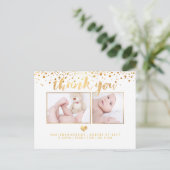 PixDezines Baby shower Dank u / Dazzled Faux Gold Aankondigingskaart (Staand voorkant)