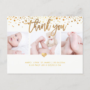 PixDezines Baby shower Dank u / Dazzled Faux Gold Briefkaart