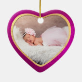 PixDezines Baby's eerste kerstfoto, Fuschia Keramisch Ornament (Achterkant)