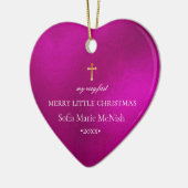 PixDezines Baby's eerste kerstfoto, Fuschia Keramisch Ornament (Links)