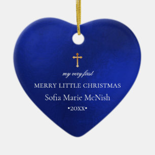 PixDezines Baby's eerste kerstfoto, Royal Blue Keramisch Ornament