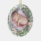 PixDezines Baby's eerste kerstwinter Wreath Keramisch Ornament (Rechts)