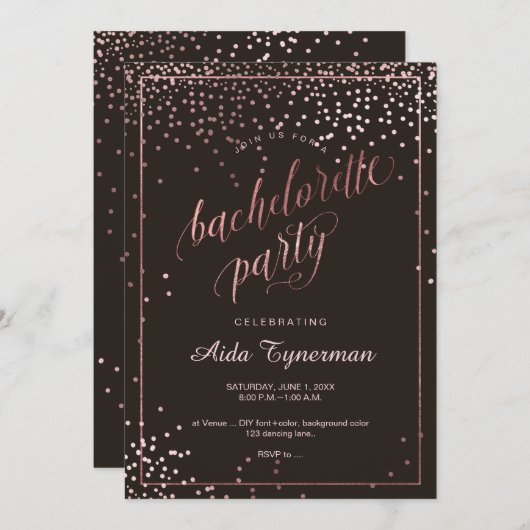 PixDezines Bachelorette PartyFaux Roos Gold Kaart (Voorkant / Achterkant)