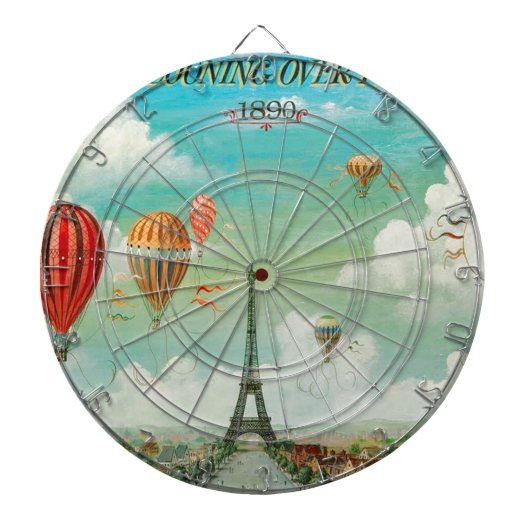 PixDezines  ballonnen/eiffel/paris Dartbord (Voorkant)
