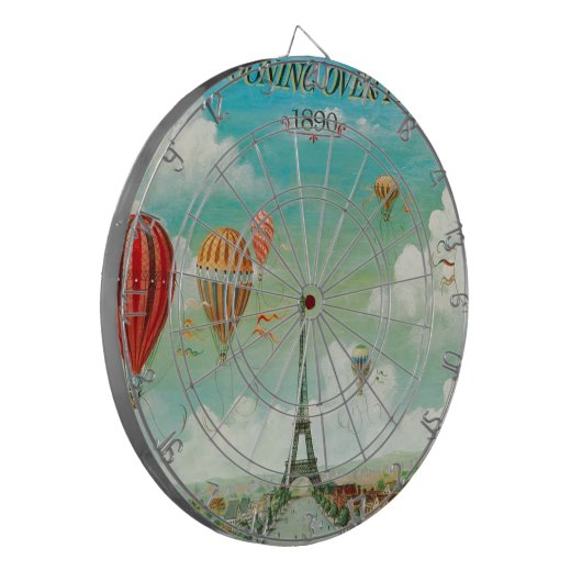 PixDezines  ballonnen/eiffel/paris Dartbord (Voorkant Links)