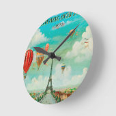 PixDezines ballonnen/eiffel/paris Ronde Klok (Hoek)