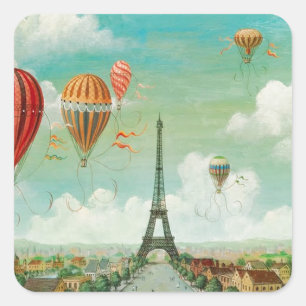 PixDezines ballonnen/eiffel/paris Vierkante Sticker
