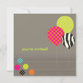 PixDezines Baloons Birthday Party Kaart (Achterkant)